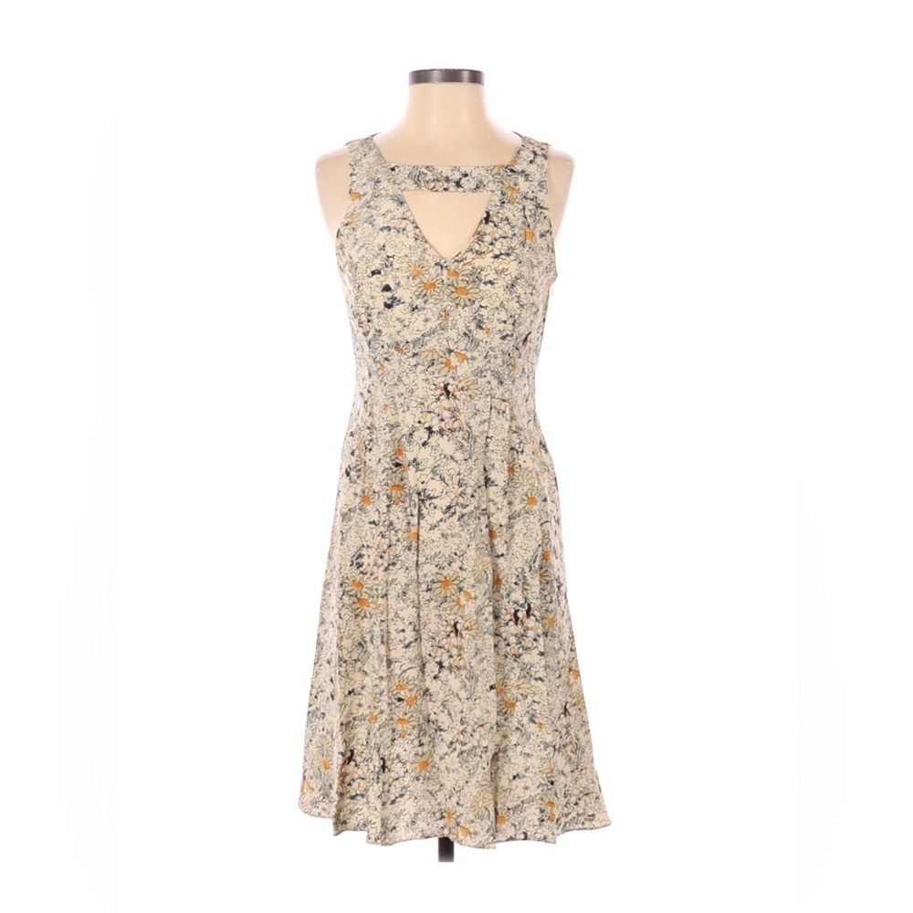 Anthropologie Moulinette Soeurs Cream Floral A-Line Silk Dress Size 0